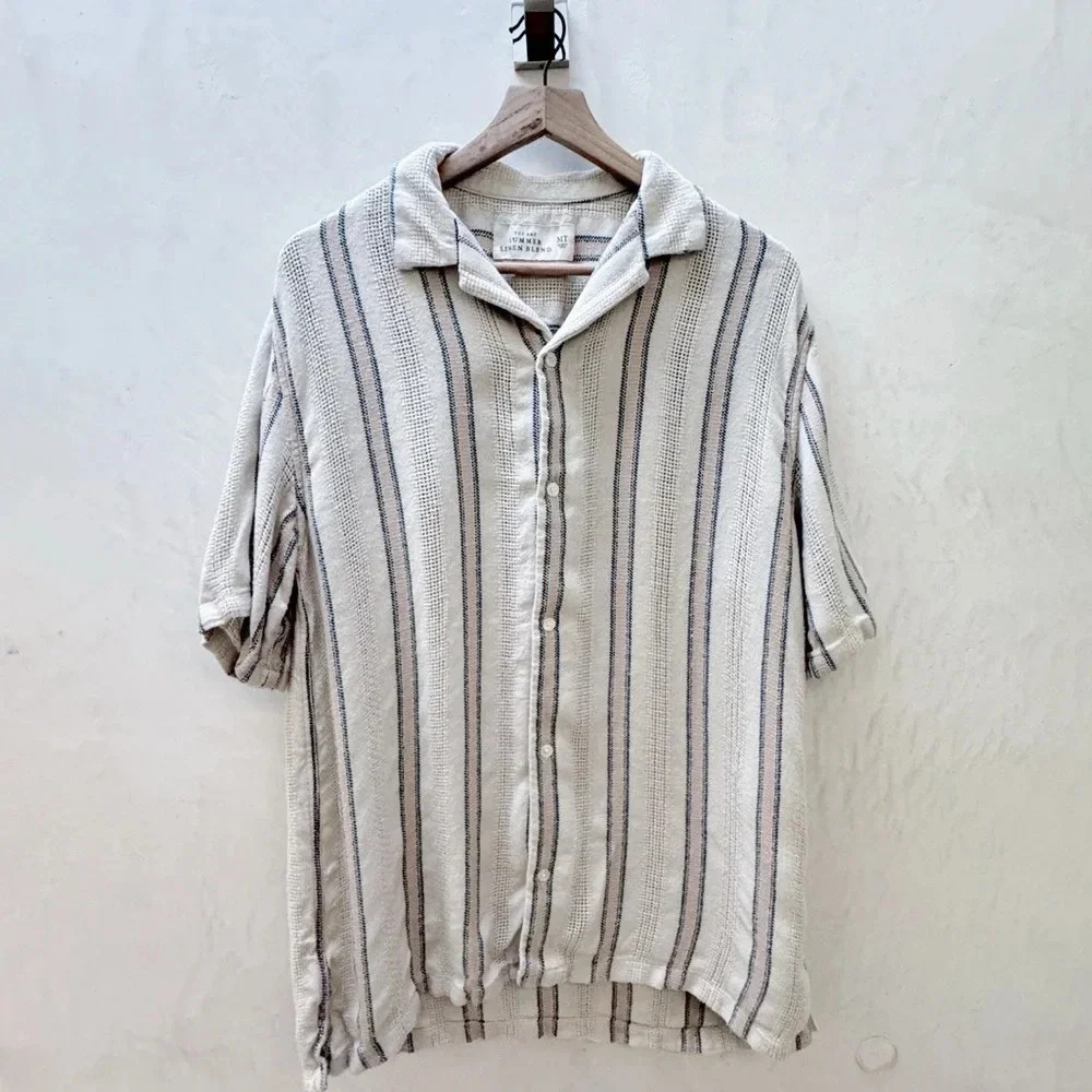 Abercrombie & Fitch || Summer Linen-Blend Camp Shirt Medium Tall Resort Capsule